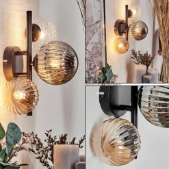 Applique murale - Verre 10 cm, 12 cm Chehalis Ambre, Clair, Fumé, 3 lumières