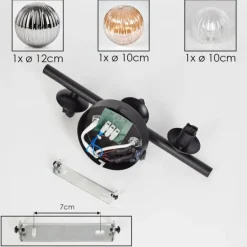 Applique murale - Verre 10 cm, 12 cm Chehalis Ambre, Clair, Fumé, 3 lumières