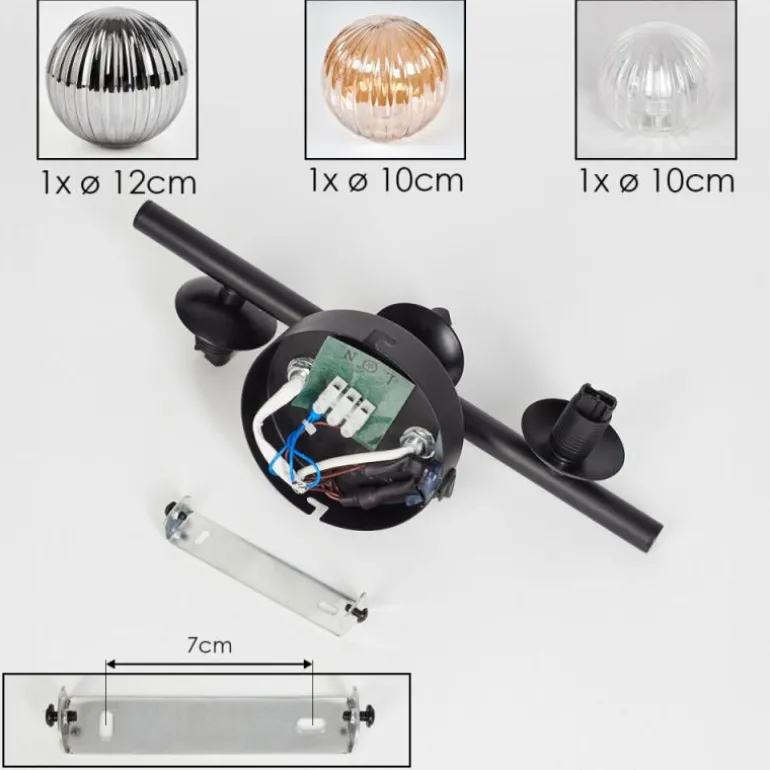 Applique murale - Verre 10 cm, 12 cm Chehalis Ambre, Clair, Fumé, 3 lumières