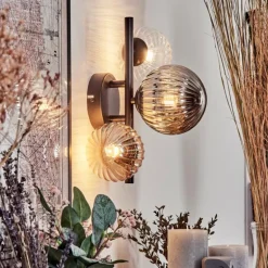 Applique murale - Verre 10 cm, 12 cm Chehalis Ambre, Clair, Fumé, 3 lumières