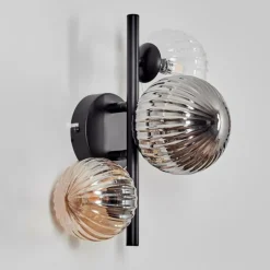 Applique murale - Verre 10 cm, 12 cm Chehalis Ambre, Clair, Fumé, 3 lumières