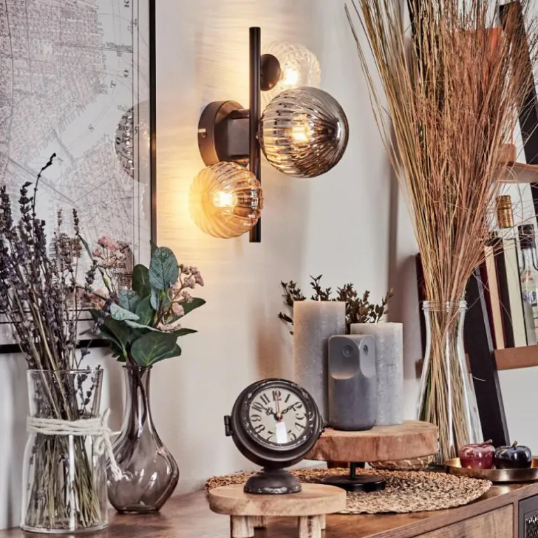 Applique murale - Verre 10 cm, 12 cm Chehalis Ambre, Clair, Fumé, 3 lumières