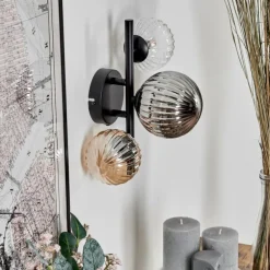 Applique murale - Verre 10 cm, 12 cm Chehalis Ambre, Clair, Fumé, 3 lumières