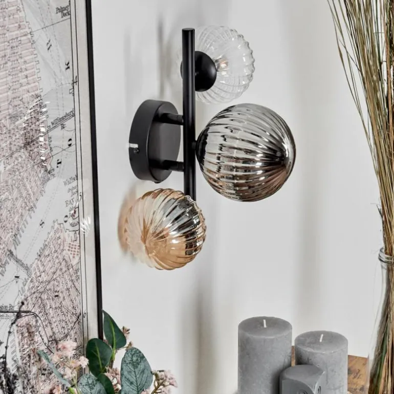 Applique murale - Verre 10 cm, 12 cm Chehalis Ambre, Clair, Fumé, 3 lumières