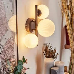 Applique murale - Verre 10 cm, 12 cm Chehalis Blanc, 3 lumières