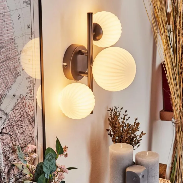 Applique murale - Verre 10 cm, 12 cm Chehalis Blanc, 3 lumières