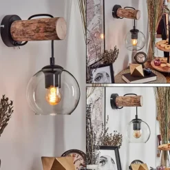 Applique murale - Verre 15 cm Koyoto Écru, Noir, 1 lumière