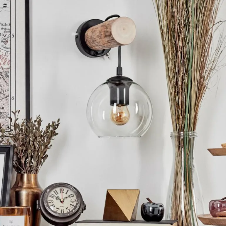 Applique murale - Verre 15 cm Koyoto Écru, Noir, 1 lumière