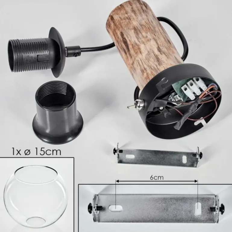 Applique murale - Verre 15 cm Koyoto Écru, Noir, 1 lumière