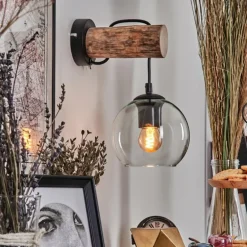 Applique murale - Verre 15 cm Koyoto Écru, Noir, 1 lumière