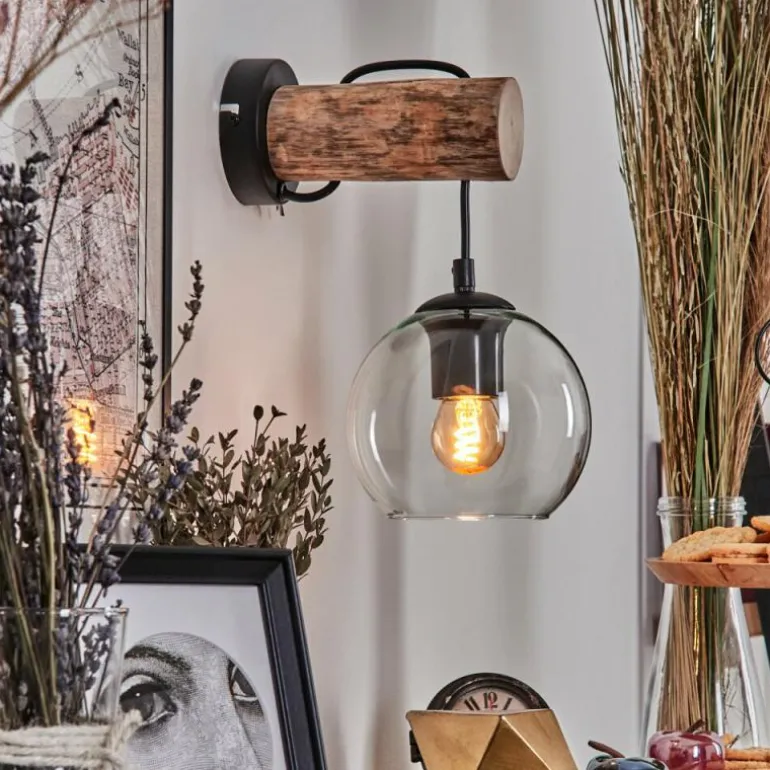 Applique murale - Verre 15 cm Koyoto Écru, Noir, 1 lumière