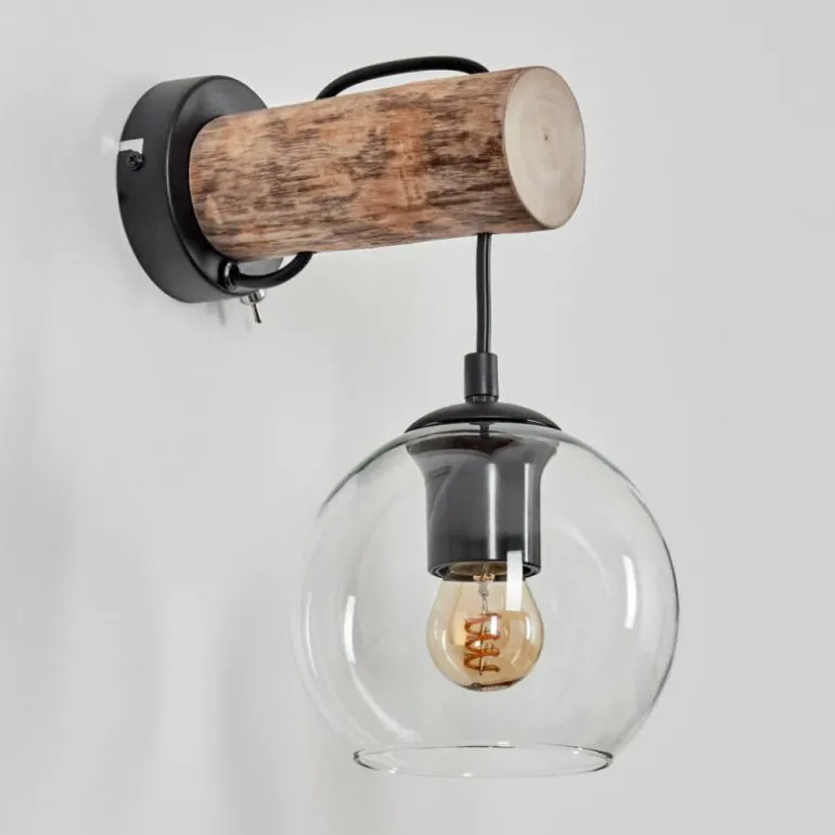 Applique murale - Verre 15 cm Koyoto Écru, Noir, 1 lumière