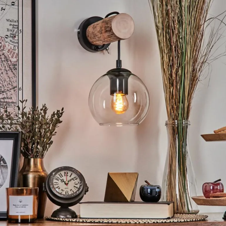 Applique murale - Verre 15 cm Koyoto Écru, Noir, 1 lumière