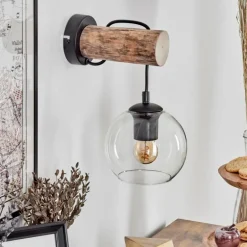 Applique murale - Verre 15 cm Koyoto Écru, Noir, 1 lumière