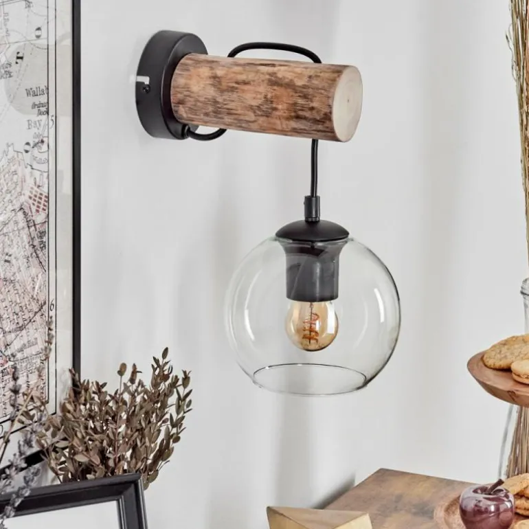 Applique murale - Verre 15 cm Koyoto Écru, Noir, 1 lumière