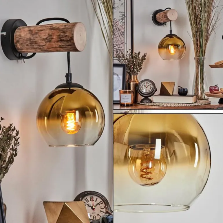 Applique murale - Verre 15 cm Koyoto Écru, Noir, 1 lumière