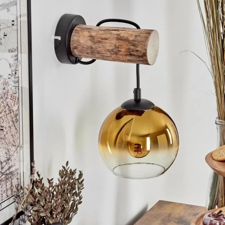 Applique murale - Verre 15 cm Koyoto Écru, Noir, 1 lumière