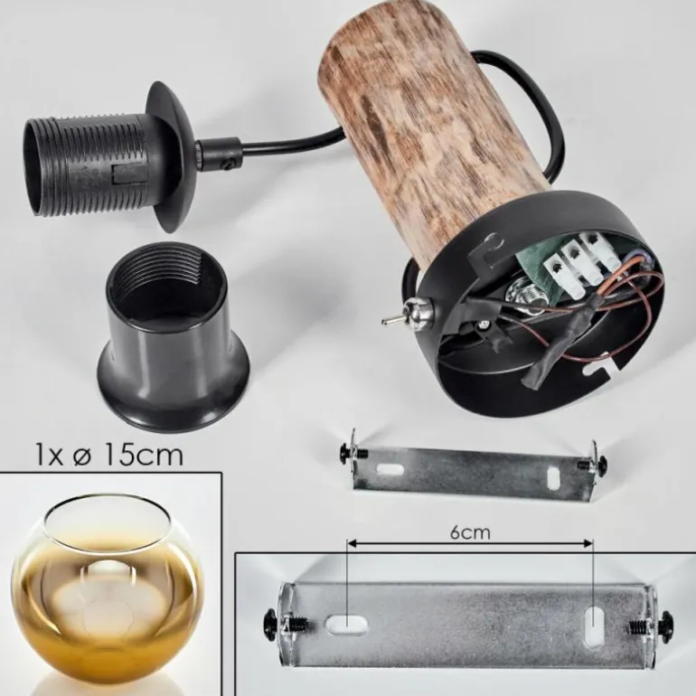 Applique murale - Verre 15 cm Koyoto Écru, Noir, 1 lumière