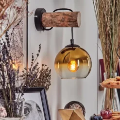 Applique murale - Verre 15 cm Koyoto Écru, Noir, 1 lumière