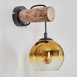 Applique murale - Verre 15 cm Koyoto Écru, Noir, 1 lumière