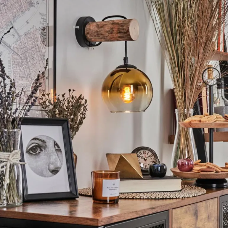 Applique murale - Verre 15 cm Koyoto Écru, Noir, 1 lumière