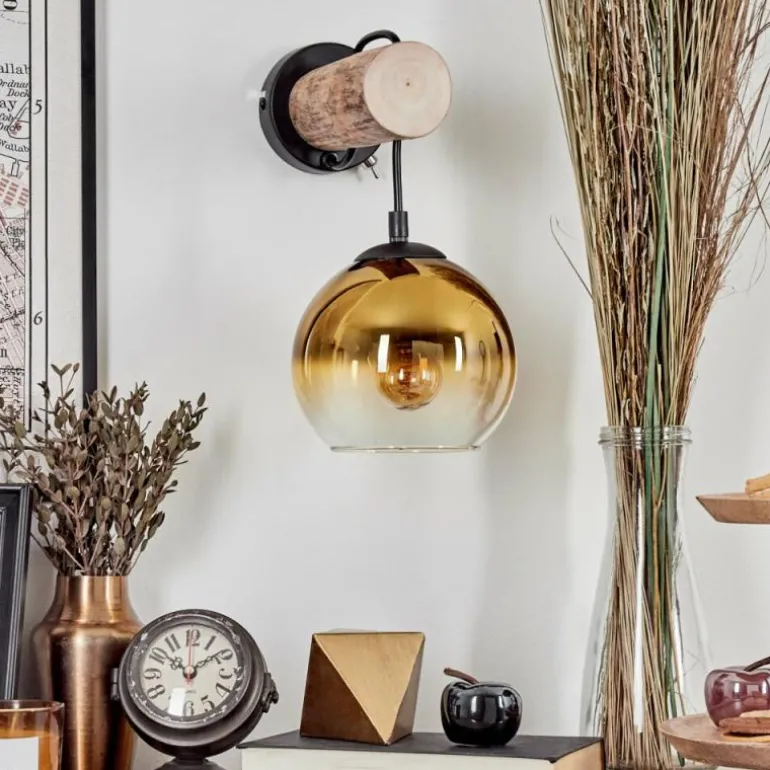 Applique murale - Verre 15 cm Koyoto Écru, Noir, 1 lumière