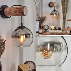 Applique murale - Verre 15 cm Koyoto Écru, Noir, 1 lumière