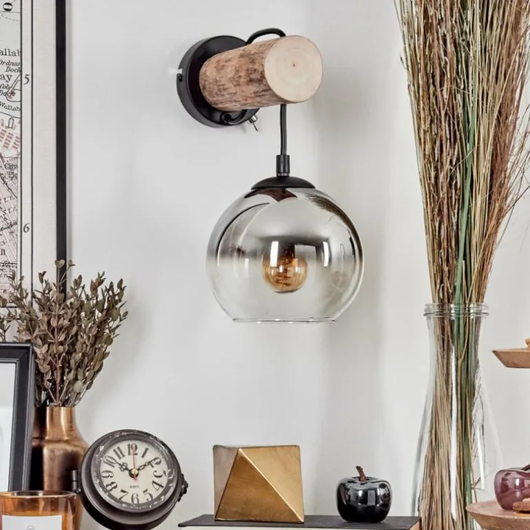 Applique murale - Verre 15 cm Koyoto Écru, Noir, 1 lumière