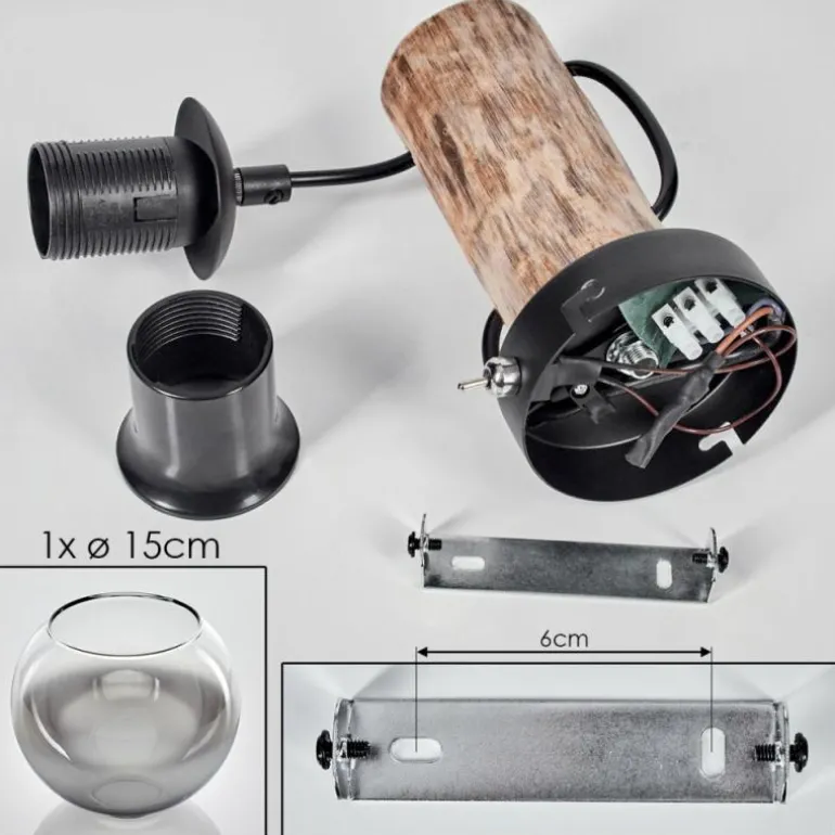 Applique murale - Verre 15 cm Koyoto Écru, Noir, 1 lumière