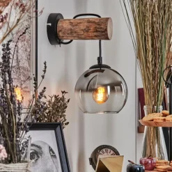 Applique murale - Verre 15 cm Koyoto Écru, Noir, 1 lumière