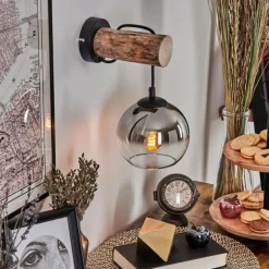 Applique murale - Verre 15 cm Koyoto Écru, Noir, 1 lumière