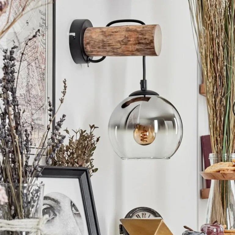 Applique murale - Verre 15 cm Koyoto Écru, Noir, 1 lumière