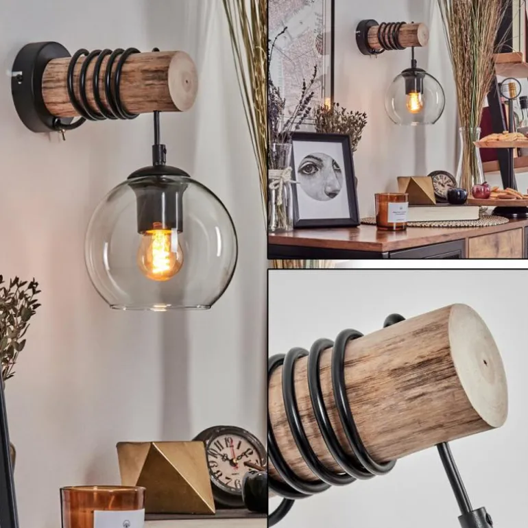 Applique murale - Verre 15 cm Koyoto Écru, Noir, 1 lumière