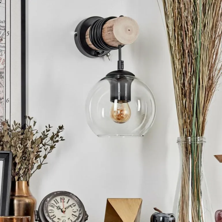 Applique murale - Verre 15 cm Koyoto Écru, Noir, 1 lumière