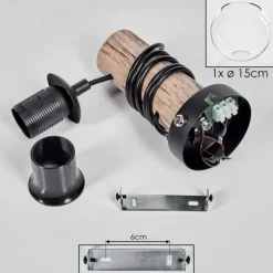 Applique murale - Verre 15 cm Koyoto Écru, Noir, 1 lumière