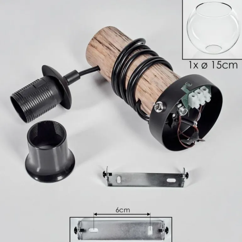 Applique murale - Verre 15 cm Koyoto Écru, Noir, 1 lumière