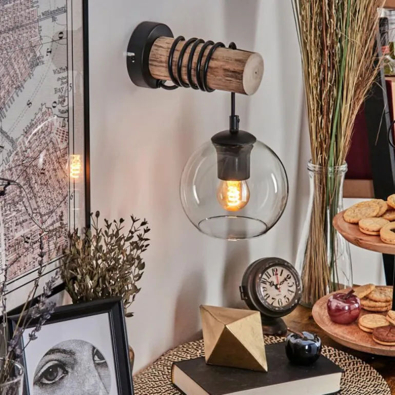 Applique murale - Verre 15 cm Koyoto Écru, Noir, 1 lumière