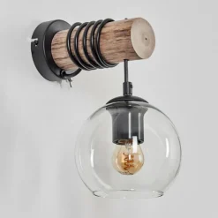 Applique murale - Verre 15 cm Koyoto Écru, Noir, 1 lumière