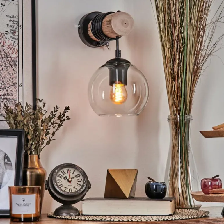 Applique murale - Verre 15 cm Koyoto Écru, Noir, 1 lumière