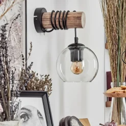 Applique murale - Verre 15 cm Koyoto Écru, Noir, 1 lumière