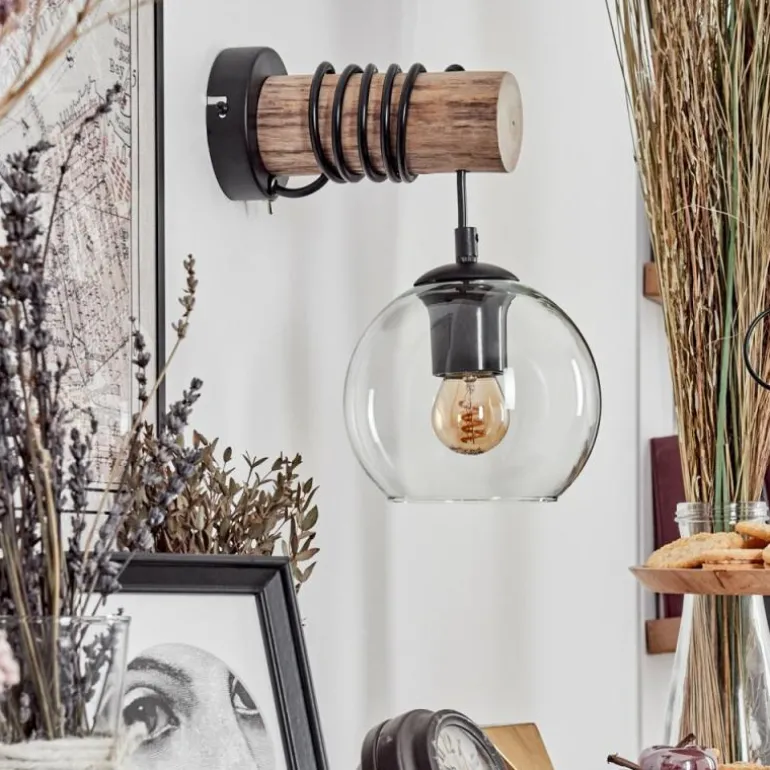 Applique murale - Verre 15 cm Koyoto Écru, Noir, 1 lumière