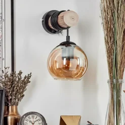 Applique murale - Verre 15 cm Koyoto Écru, Noir, 1 lumière