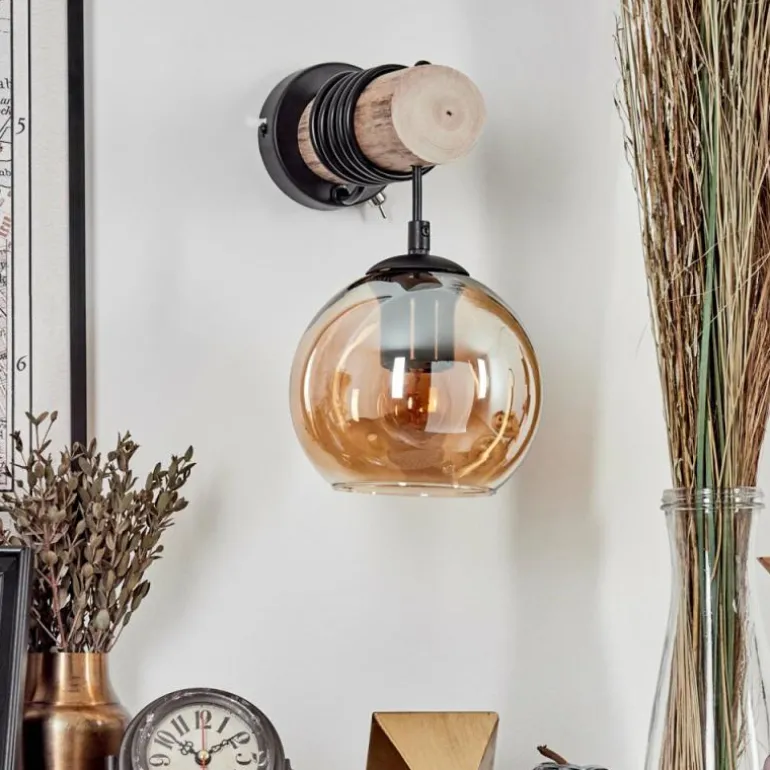 Applique murale - Verre 15 cm Koyoto Écru, Noir, 1 lumière