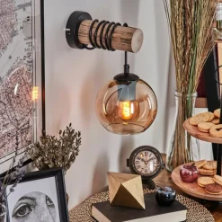 Applique murale - Verre 15 cm Koyoto Écru, Noir, 1 lumière