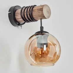 Applique murale - Verre 15 cm Koyoto Écru, Noir, 1 lumière