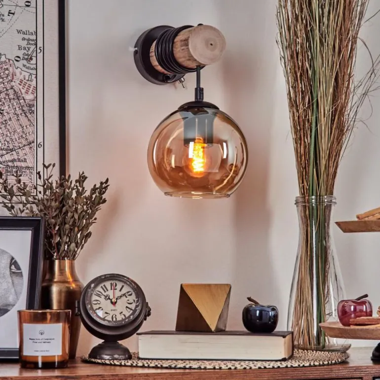 Applique murale - Verre 15 cm Koyoto Écru, Noir, 1 lumière