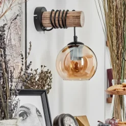 Applique murale - Verre 15 cm Koyoto Écru, Noir, 1 lumière