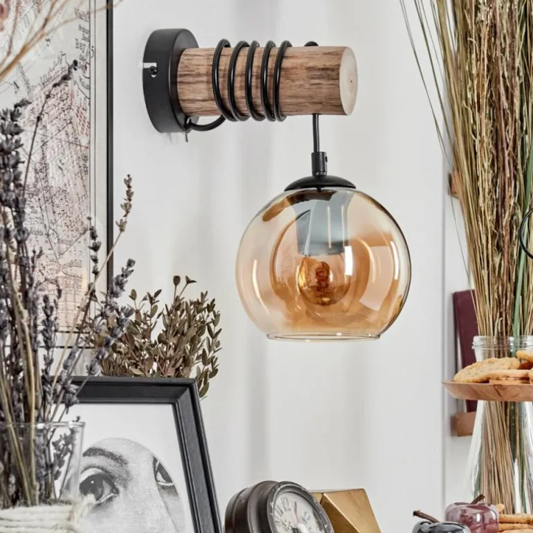 Applique murale - Verre 15 cm Koyoto Écru, Noir, 1 lumière