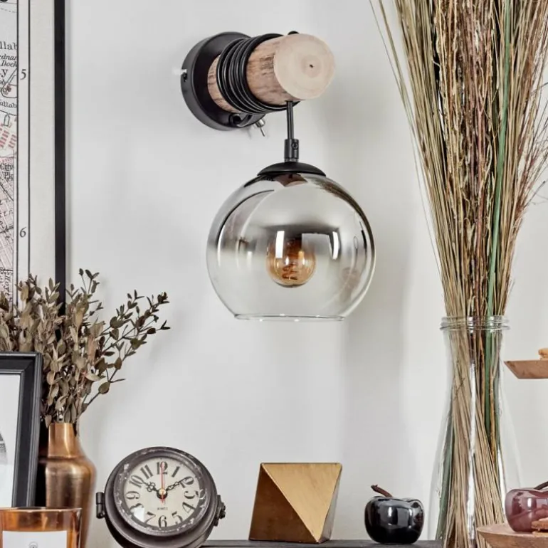 Applique murale - Verre 15 cm Koyoto Écru, Noir, 1 lumière