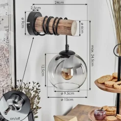 Applique murale - Verre 15 cm Koyoto Écru, Noir, 1 lumière